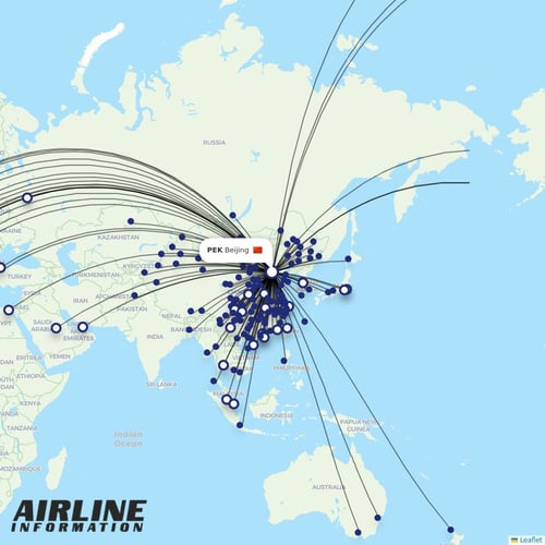 Air China at PEK route map