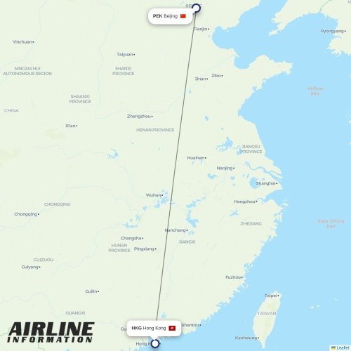 Cathay Pacific at PEK route map