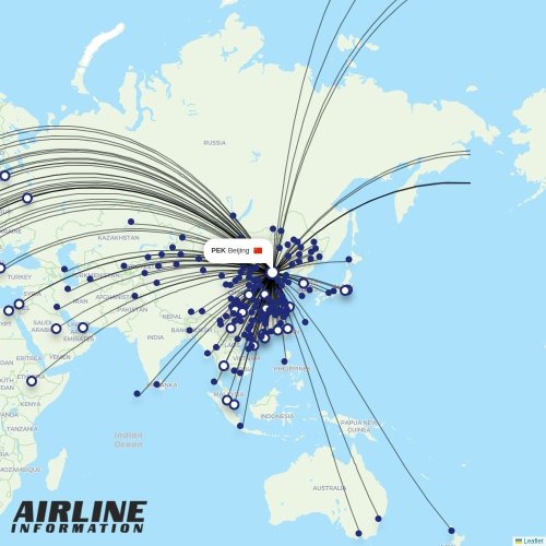 Miat - Mongolian Airlines at PEK route map