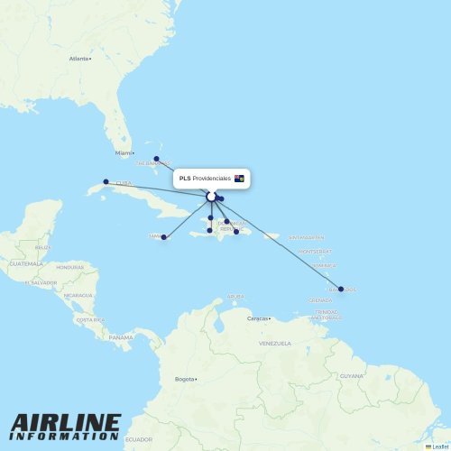 interCaribbean Airways at PLS route map