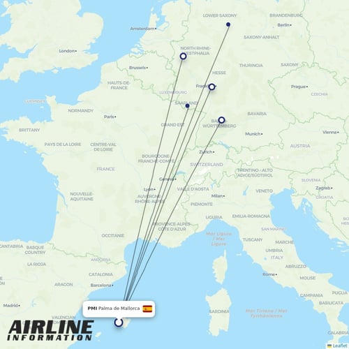 TUIfly at PMI route map