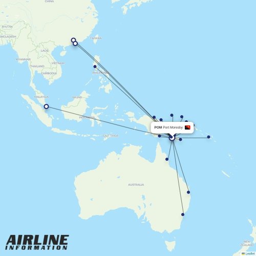 PNG Air at POM route map