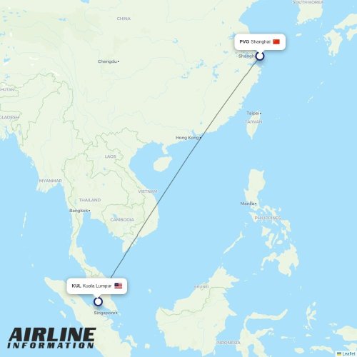 AirAsia X at PVG route map
