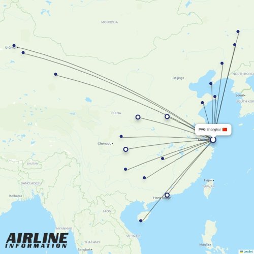 Suparna Airlines at PVG route map