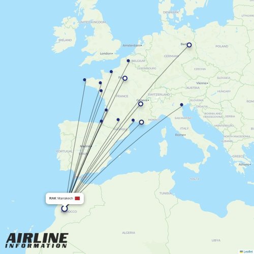 Transavia France at RAK route map