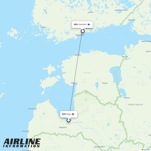 Finnair at RIX route map