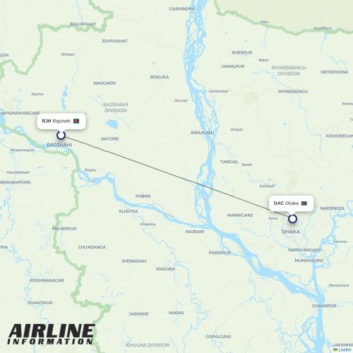 US-Bangla Airlines at RJH route map