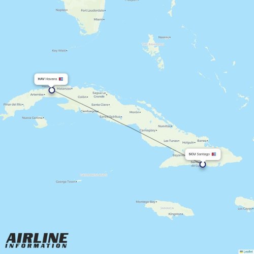 Cubana de Aviacion at SCU route map