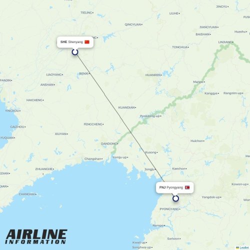 Air Koryo at SHE route map