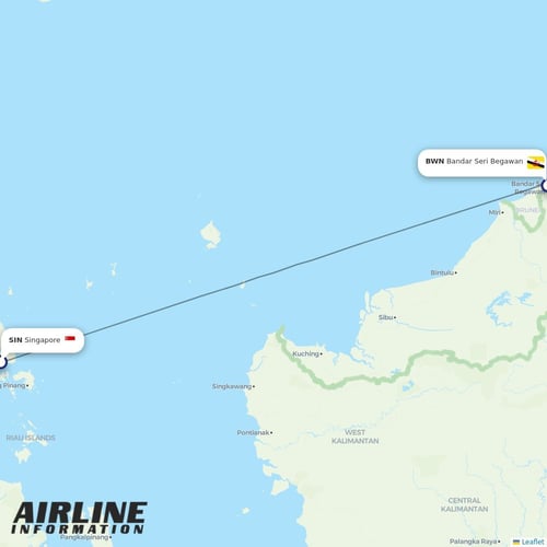 Royal Brunei Airlines at SIN route map