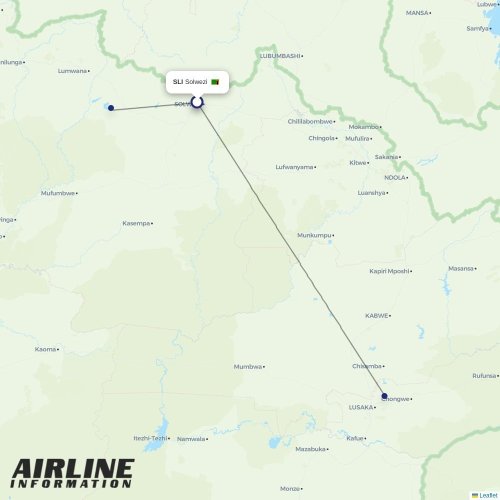 Zambia Airways at SLI route map