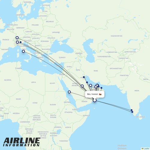 Salam Air at SLL route map