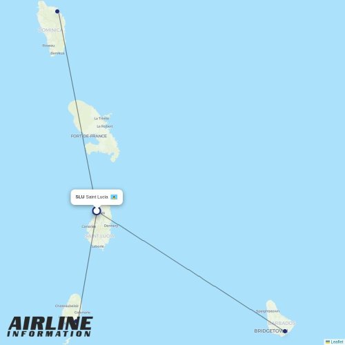 interCaribbean Airways at SLU route map