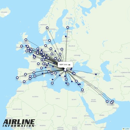 Wizz Air at SOF route map