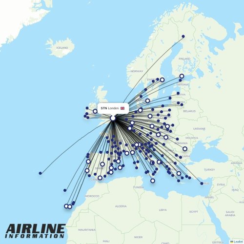 Ryanair at STN route map