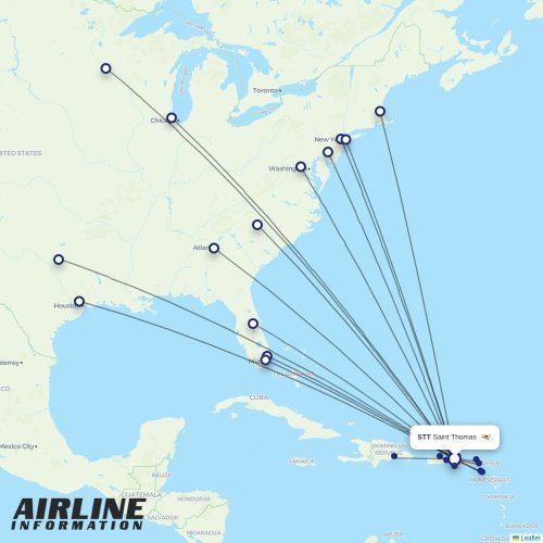 Cape Air at STT route map