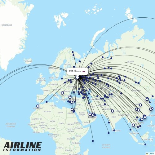 Aeroflot at SVO route map