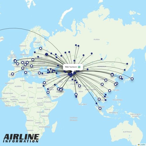 Uzbekistan Airways at TAS route map