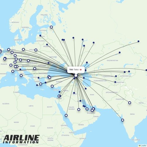 Georgian Airways at TBS route map