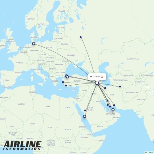 Iran Airtour at TBZ route map