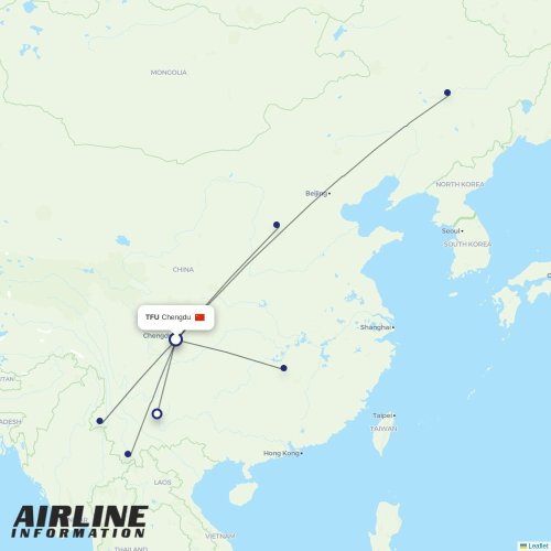 Kunming Airlines at TFU route map