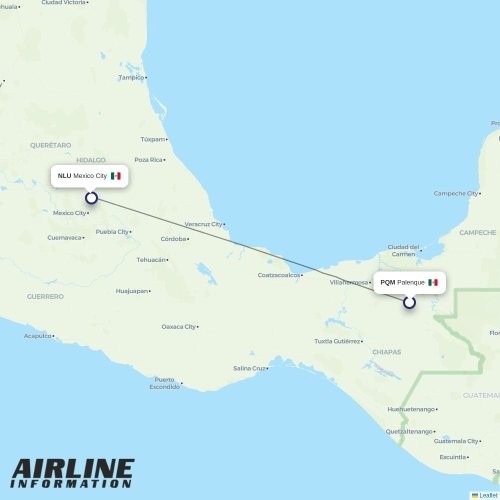 Mexicana at TIJ route map