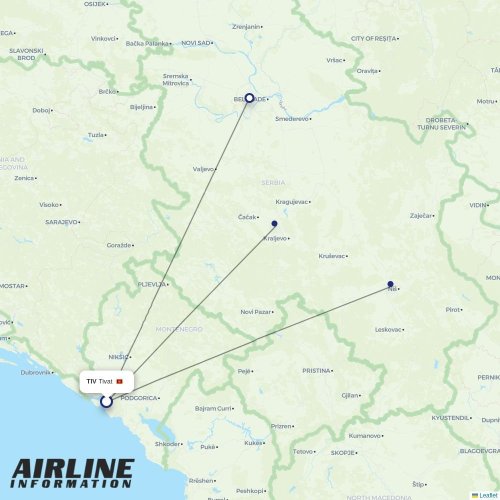 Air Serbia at TIV route map
