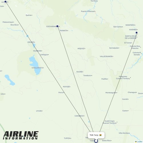BoA at TJA route map