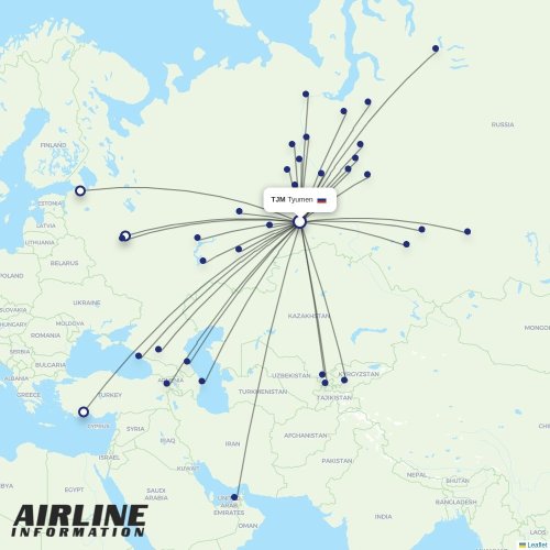 UTair at TJM route map