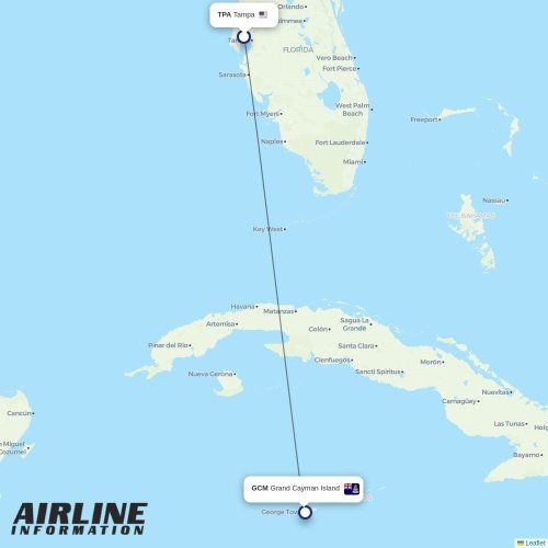 Cayman Airways at TPA route map