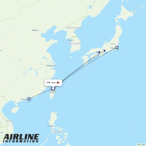 Cathay Pacific at TPE route map