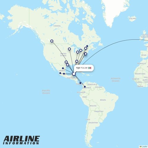 Mexicana at TQO route map