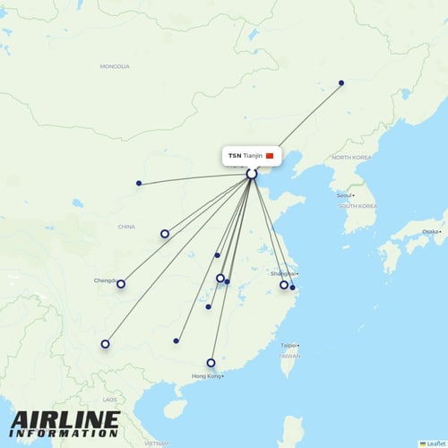 OkAir at TSN route map