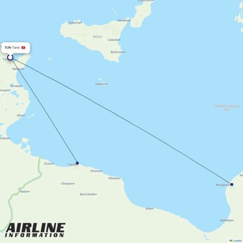 Libyan Airlines at TUN route map