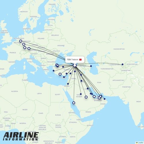 UR Airlines at TZX route map