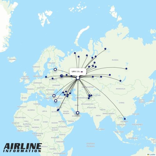 Shirak Avia at UFA route map