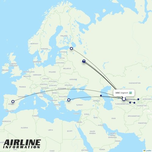 Uzbekistan Airways at UGC route map