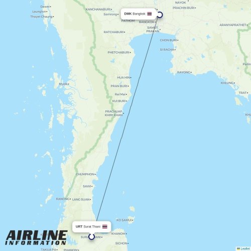 Thai Lion Air at URT route map