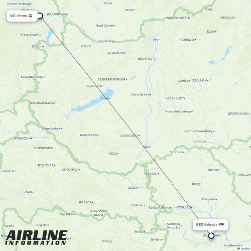 Air Serbia at VIE route map