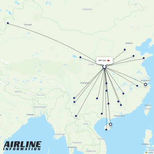 Capital Airlines at XIY route map