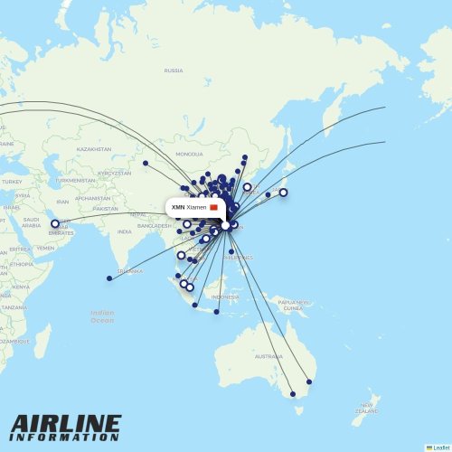 XiamenAir at XMN route map