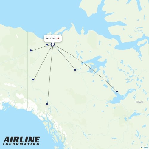 North Wright Air at YEV route map
