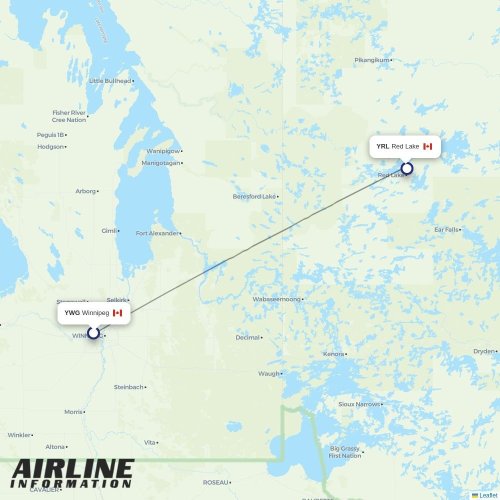 Bearskin Airlines at YWG route map