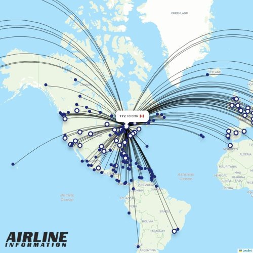 Porter at YYZ route map