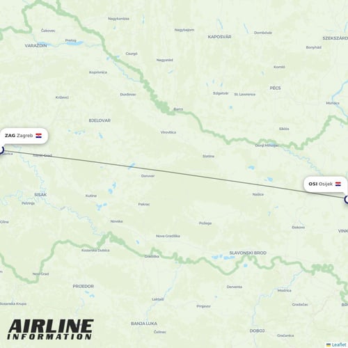 Trade Air at ZAG route map