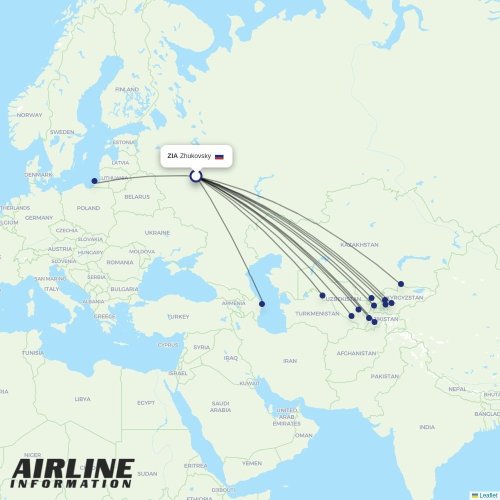 Ural Airlines at ZIA route map