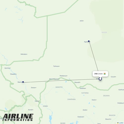 Niger Airlines at ZND route map
