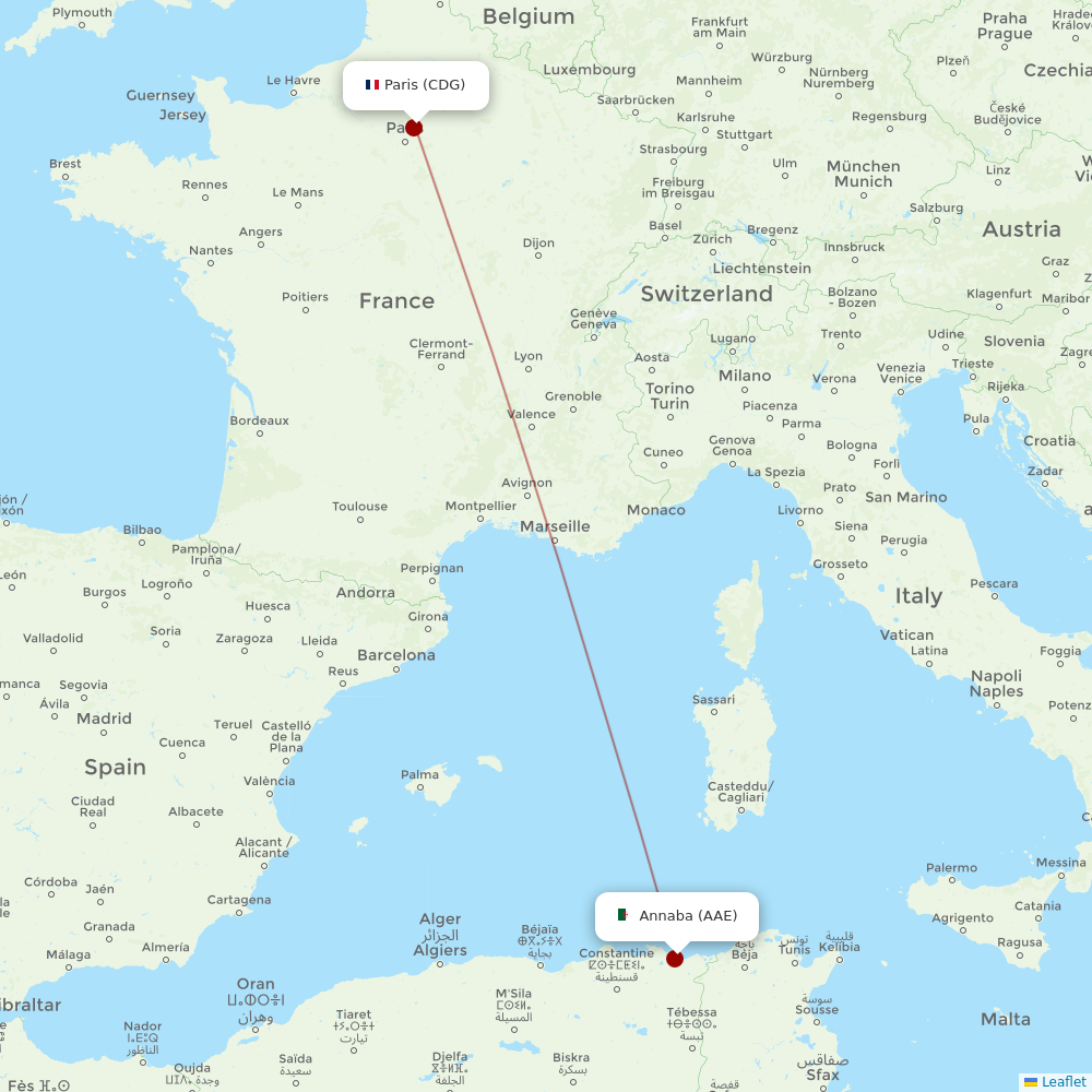 ASL Airlines France at AAE route map
