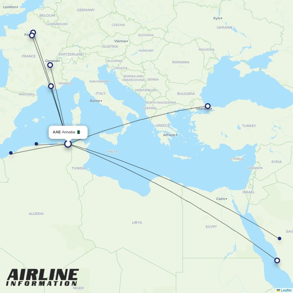 Air Algerie routes from AAE