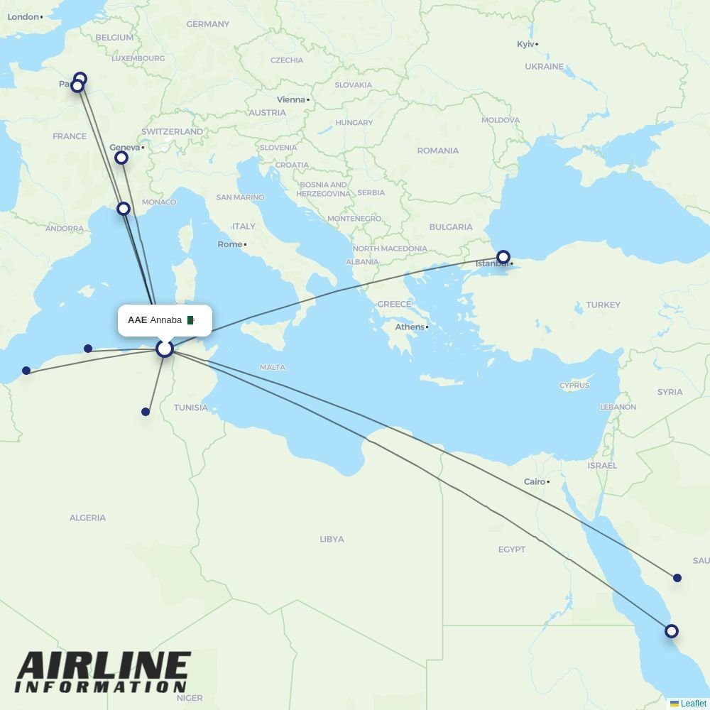 Tassili Airlines routes from AAE